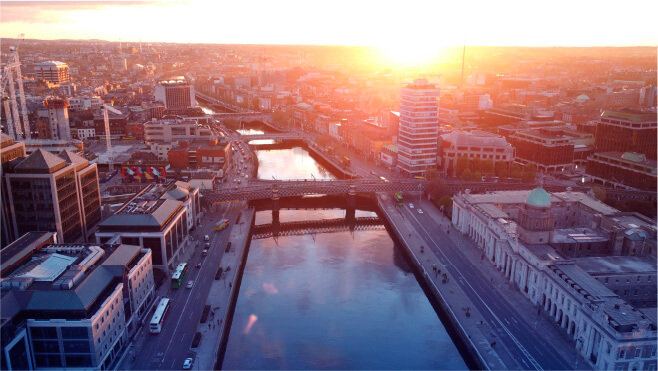 breathtaking aerial view of the dublin cityscape