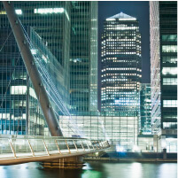 canary wharf at night financial services